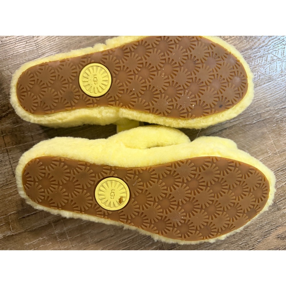 UGG Oh Fluffita Sulfur Yellow Sheepskin Platform Slingback Slides Sandals Size 9 - Picture 3 of 7